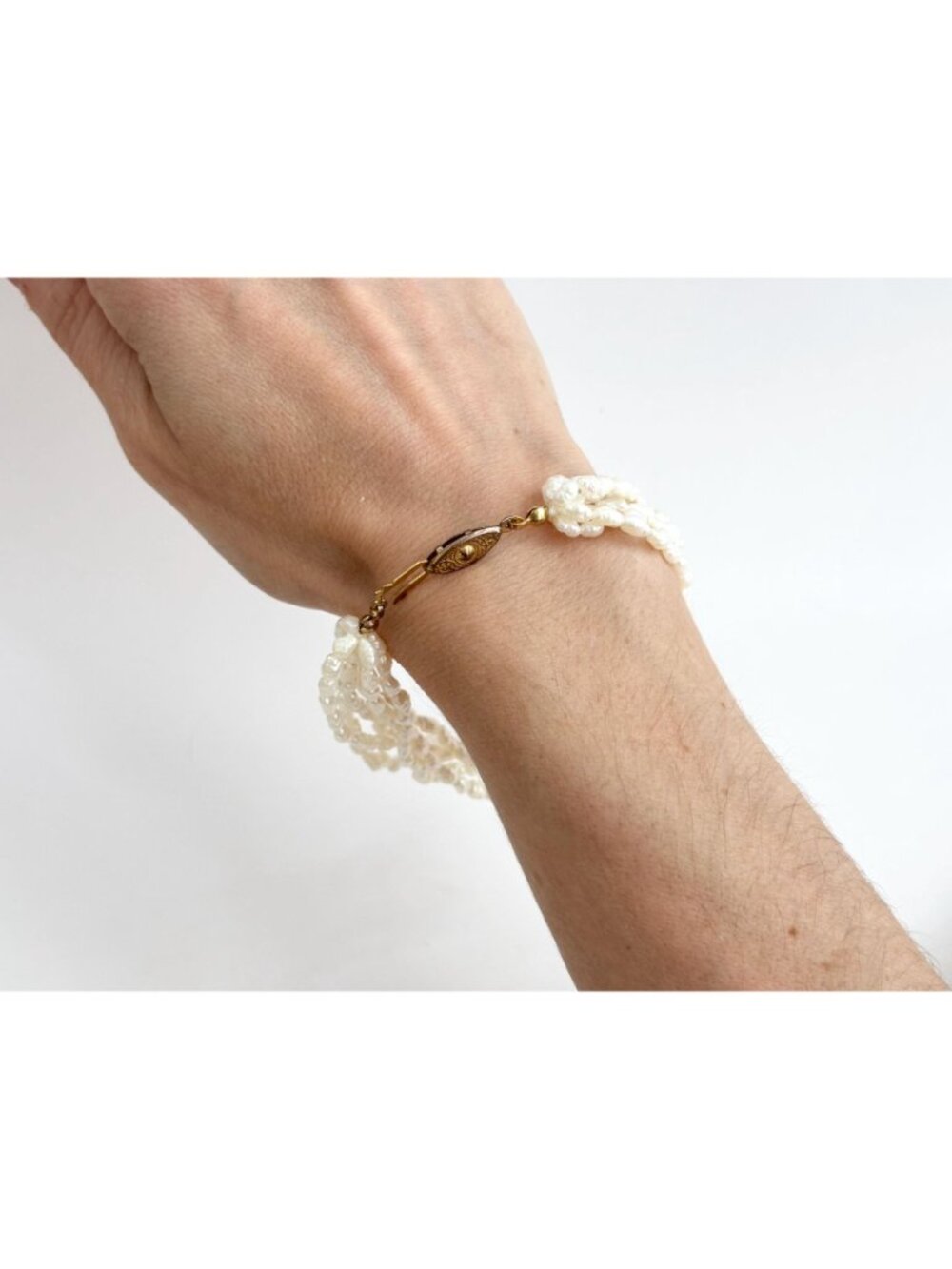 Multi Strand Genuine Rice Pearl Vintage Beaded 6 Strand Bracelet - 8" - Picture 11 of 16